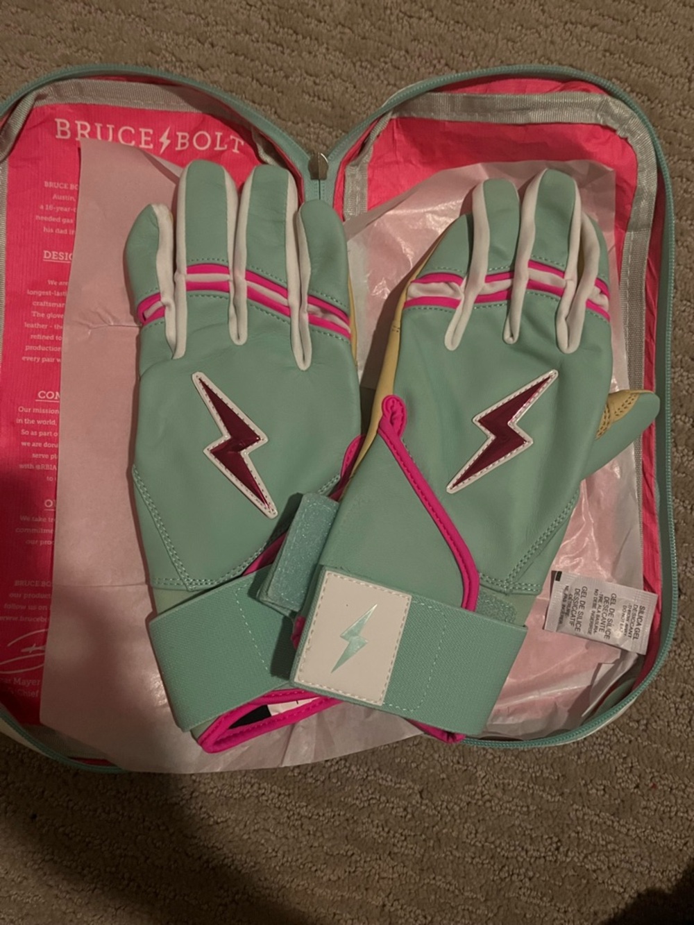 Bruce Bolt Fernando Tatis Jr. Mint & Pink Lightning Batting gloves